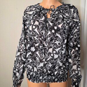 Merona Women's Bohemian Style Long Sleeve Blouse, Size Medium.